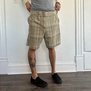 Vintage Pleated Plaid Gingham Cotton Shorts